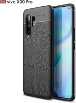 Voor Vivo X30 Pro Litchi Texture TPU schokbestendige behuizing (zwart)