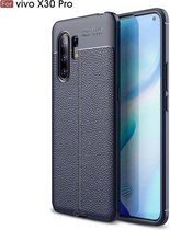 Voor Vivo X30 Pro Litchi Texture TPU schokbestendige behuizing (marineblauw)