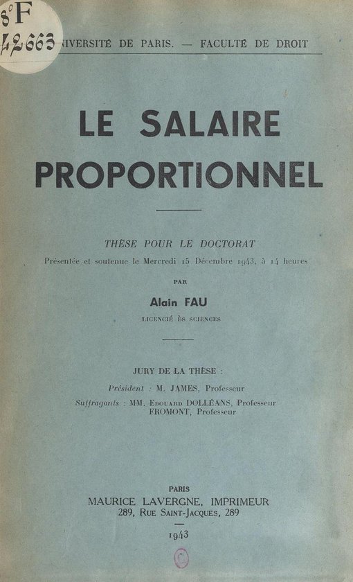 Le salaire proportionnel - cover