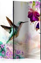 Kamerscherm - Scheidingswand - Vouwscherm - Hummingbirds and Flowers [Room Dividers] 135x172 - Artgeist Vouwscherm