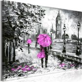 Schilderijen Op Canvas - Schilderij - Walk in London (1 Part) Wide Pink 90x60 - Artgeist Schilderij