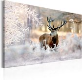 Schilderijen Op Canvas - Schilderij - Deer in the Cold 90x60 - Artgeist Schilderij