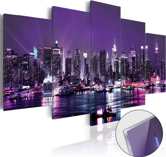 Schilderijen Op Canvas - Afbeelding op acrylglas - Purple Sky [Glass] 100x50 - Artgeist Schilderij