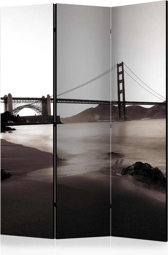Kamerscherm – Scheidingswand – Vouwscherm – San Francisco: Golden Gate Bridge in black and white [Room Dividers] 135×172 – Artgeist Vouwscherm