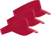 5x Rode/witte zonnekleppen petjes voor volwassenen - Katoenen rode/witte zonnekleppen met klittenbandsluiting - Dames/heren