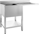 Gastro-Inox spoeltafel met spoelbak L, onderblad en ruimte voor vaatwasser, 1200(l)mm, gelast