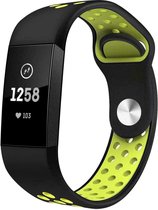 Geschikt voor Fitbit Charge 4 sport band - zwart geel - Maat L