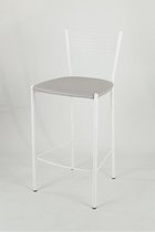 Tommychairs Elegance - Eetkamerstoelen - Set van 2 - Wit & Licht Grijs - Kunstleer & Metaal