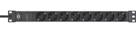 Brennenstuhl Alu-Line 10'' stekkerdoos - CEE 7/7 - 4x CEE 7/3 - zonder schakelaar / zwart - 2 meter