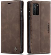 CaseMe - Huawei P40 hoesje - Wallet Book Case - Magneetsluiting - Donker Bruin