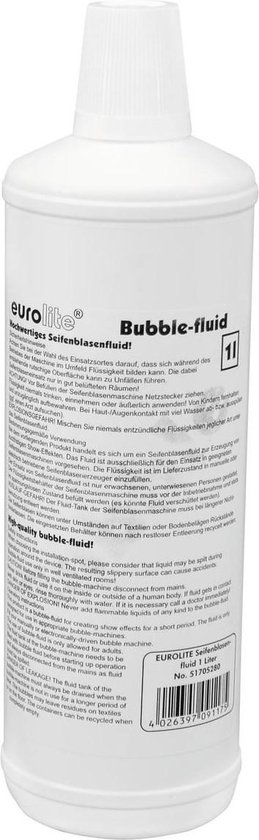 Foto: Bellenblaas navulling eurolite zeepbellen vloeistof bellenblaasvloeistof bellenvloeistof bubbelvloeistof bubble liquid refill bellen blaas 1 liter