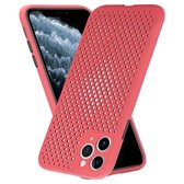 siliconen hoesje met gaatjes geschikt voor Apple iPhone 11 Pro - rood