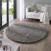 Rond vloerkleed hoogpolig effen Classic - donkergrijs 250 cm rond