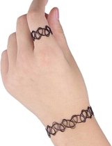 Zac's Alter Ego Armband Tattoo bracelet and ring set Zwart