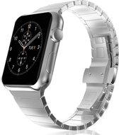 Geschikt voor Apple Watch 1/ 2/ 3/ 4/ 5/ 6/ 7/ 8/ 9/ SE/ Ultra 45MM / 44MM / 42MM Bandje Luxe Schakelband RVS Zilver