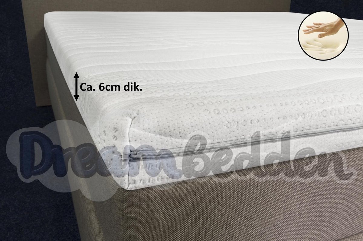 Cool & Fresh Topper 120x200 Traagschuim Nasa 6cm Dik Cool & Fresh Hoes wit