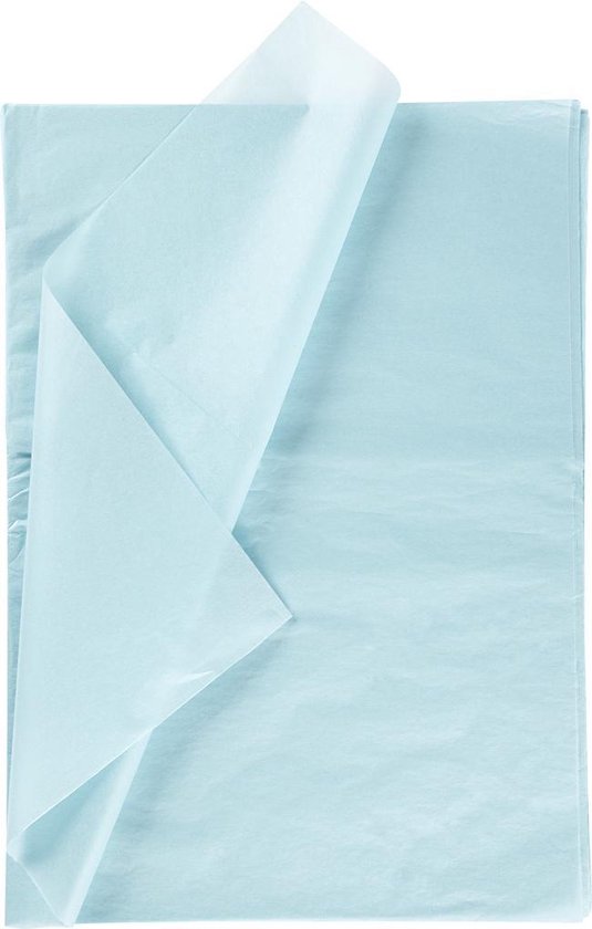 Tissuepapier - Zijdepapier - Crepepapier - Vloeipapier - Lichtblauw - Verpakken - Decoreren - Knutselen - 50x70 cm - 14 gram - 10 vellen