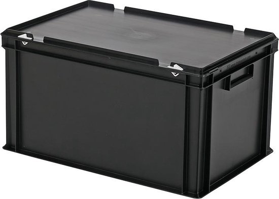 Persoon belast met sportgame Caius plastic Stapelbak met deksel - Opbergbox - 600x400xH335mm - zwart | bol.com