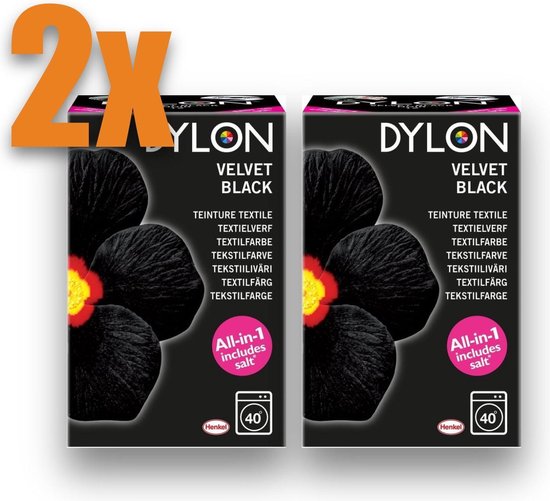 Textielverf Dylon zwart Velvet Black 350g all-in (zout) VOORDEELPACK 2 STUKS !