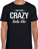 This is what Crazy looks like t-shirt zwart heren - fun / tekst shirt voor gekke heren / mannen L