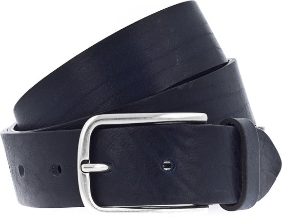 Vanzetti Cuir Ceinture Denim Love 35mm Full Leather Belt W115 Marine Bleu