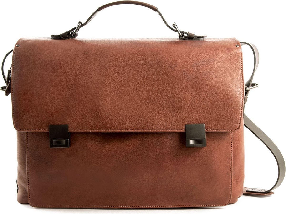 HAROLD'S Leren Business tas Laptoptas met laptopvak Ivy Lane Notebook Briefcase Cognac Bruine