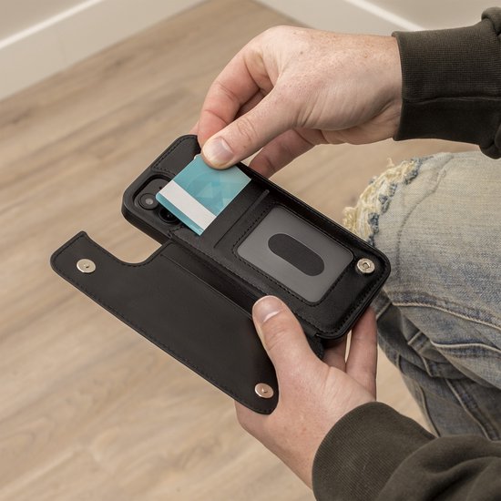 Étui portefeuille ShieldCase Convient pour Apple iPhone 12 Mini - 5,4 pouces - noir + protecteur d'écran en verre