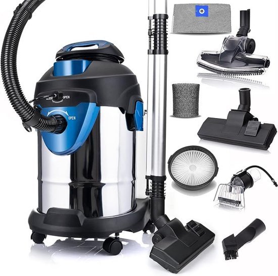 Hoteche 18L Aschesauger 800W - Kaminstaubsauger mit HEPA-Filter, 16KPA Saugkraft, 1,3m Schlauch & Aluminiumrohr für Kamin/Pelletöfen