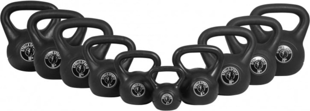 Gorilla Sports Kettlebell set van 113 kg - Kunststof - Zwart - 10 kettlebells - 2 tot 20 kg