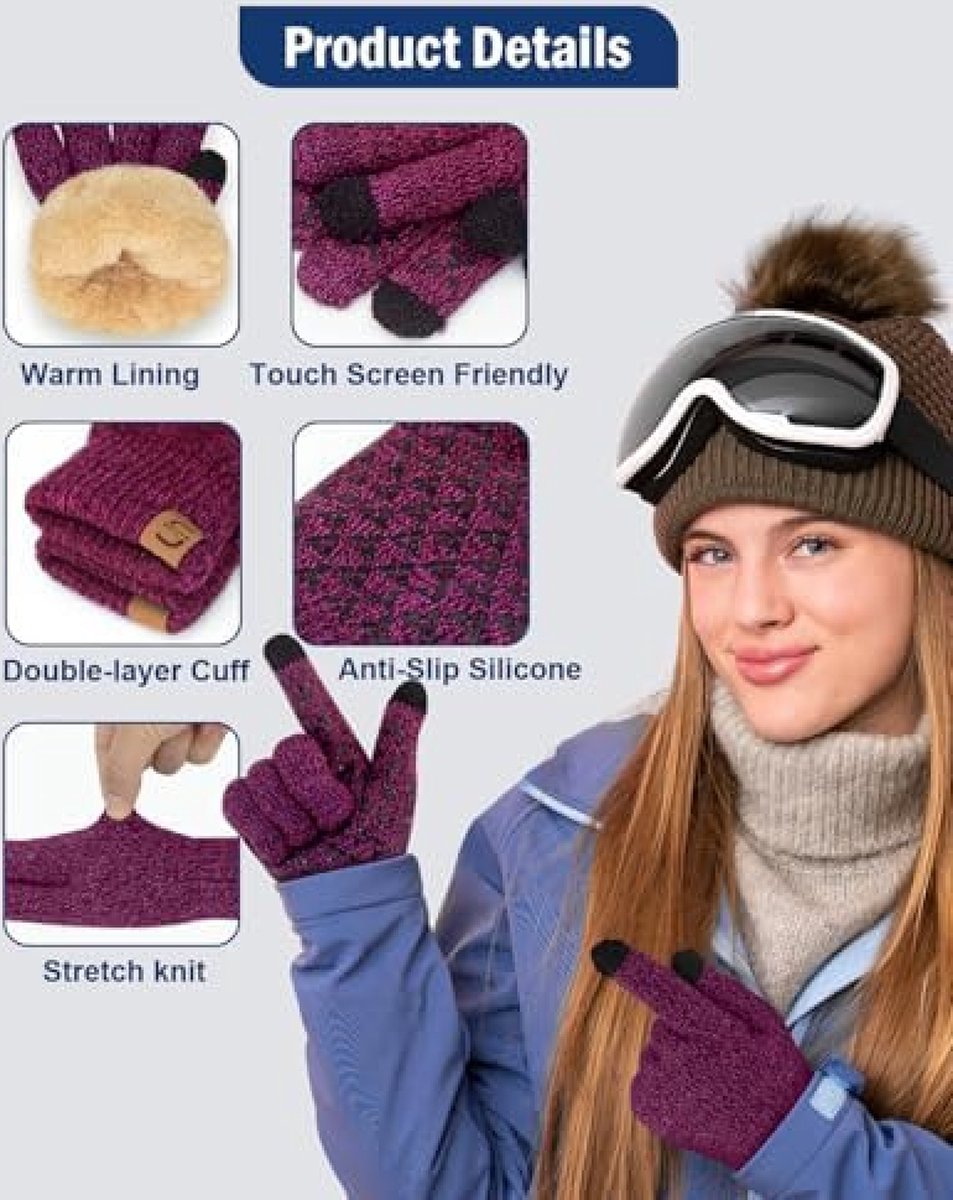 Gants D'Hiver Qaailabf à Durée Limitée Chauds Pour Hommes Et Femmes Avec Écran Amélioré - Gant Doublé En Polaire