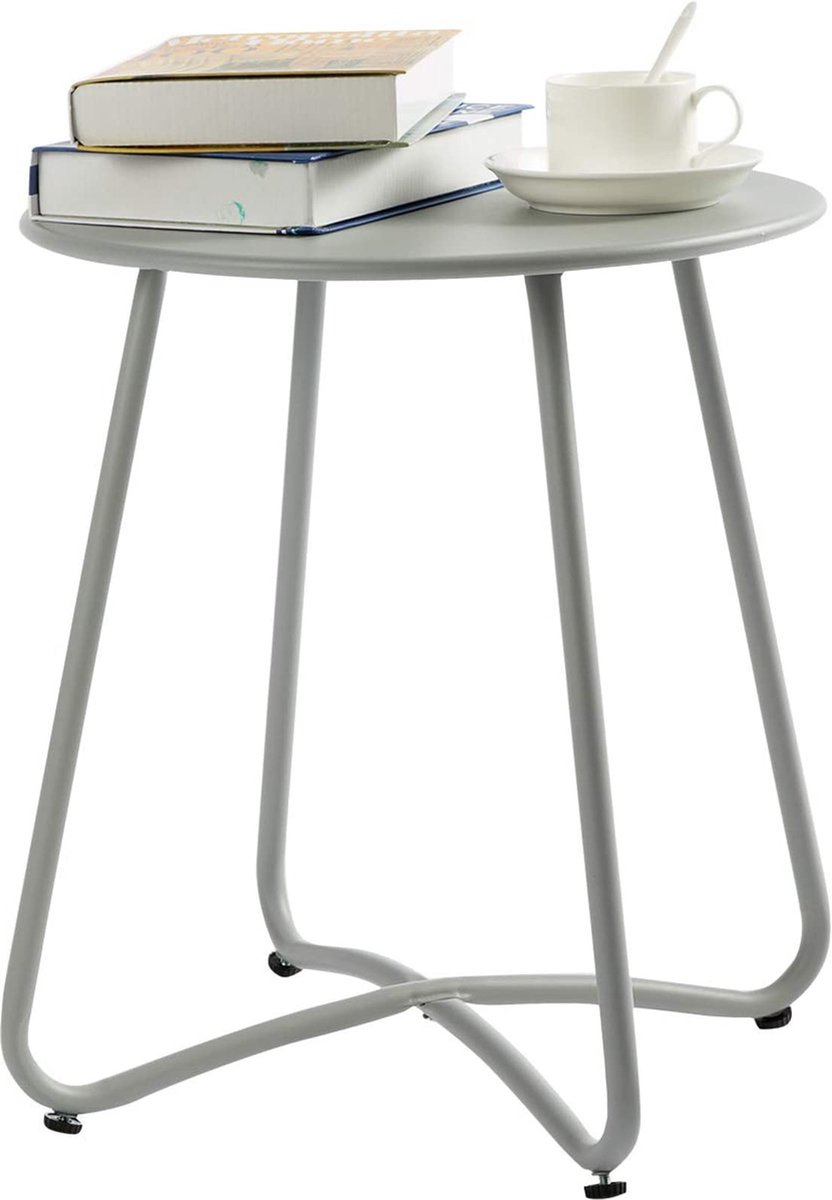 La'Moussawi ® Buiten Metalen Ronde Tuintafel voor Terras en Balkon met Verstelbare Hoogte