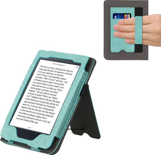 kwmobile flip cover voor e-reader - geschikt voor Kobo Nia - Van imitatieleer en -suède - In mintgroen / donkergrijs van Merkloos — afbeelding 4