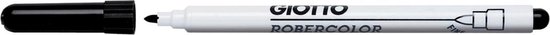 Zwarte Giotto Robercolor whiteboardmarker met open dop en fijne punt.