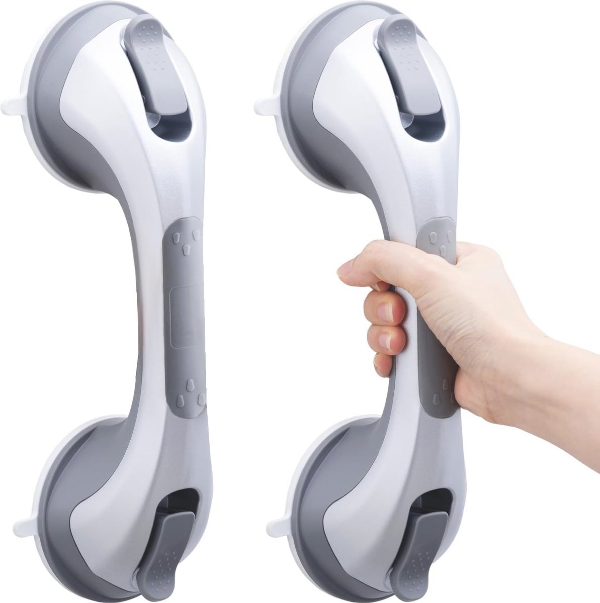 Goedkoopste Zilveren Badkamer Handgrepen Set van 2 - 31 cm Zuiggreep voor Senioren en Gehandicapten - Veiligheid zonder Boren
