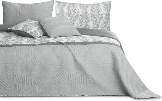 WOLTU 1 Stuck Bedsprei 240x260cm voor het hele seizoen,Sprei Dekbedovertrek in Polyester,Grijs Lichtgrijs BWP5008dgrM03