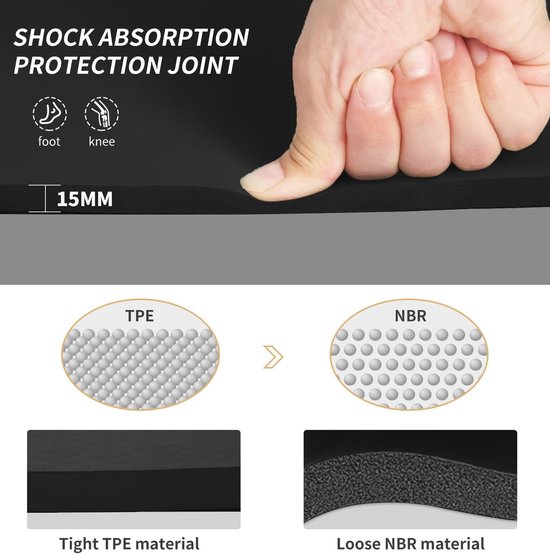Antislip Grote Yogamat - 15mm Dikke Fitnessmat voor Yoga, Pilates en Grondoefeningen met Draagtas — afbeelding 3