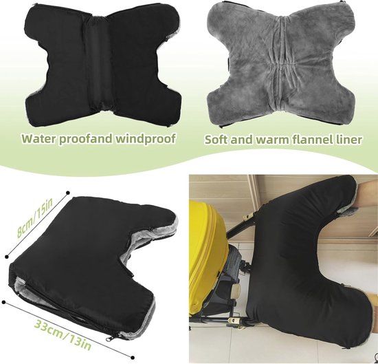 Handmof mof met fleece binnenzijde handwarmer voor herfst en winter lamswol zwart [073