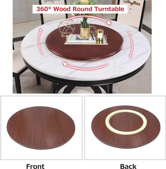 Houten Lazy Susan Draaitafel 28 Cm - Ronde Keuken Organizer Voor Kruiden & Spullen