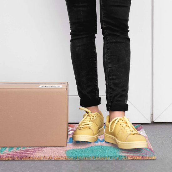 Kleurrijke Kokos Deurmat met Zomerse Print - 40x60 cm Antislip Schoonloopmat voor Binnen en Buiten