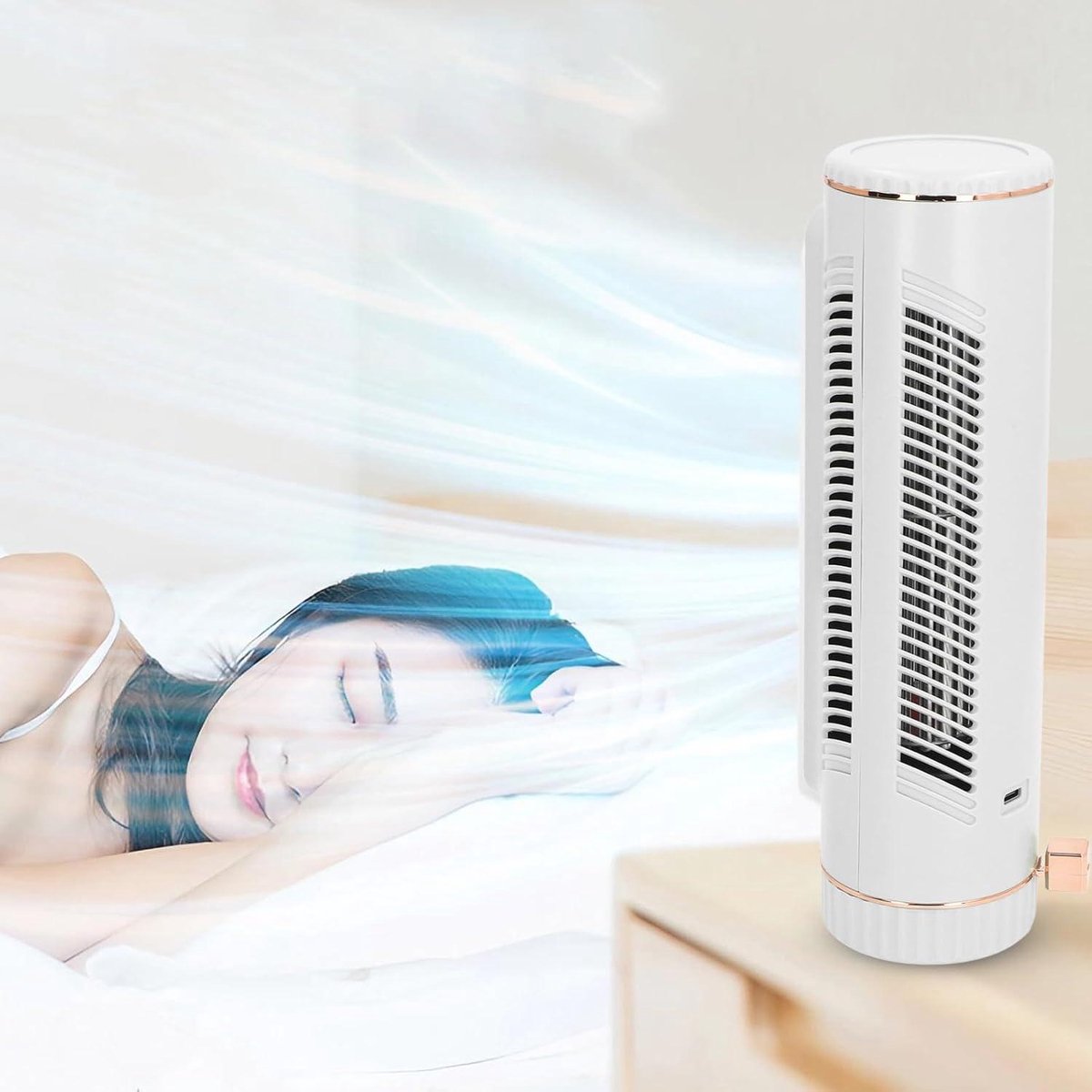 Stille 105 Inch Torenventilator met 3 Snelheden voor Bureautafel - Stille Bladloze Staande Ventilator .