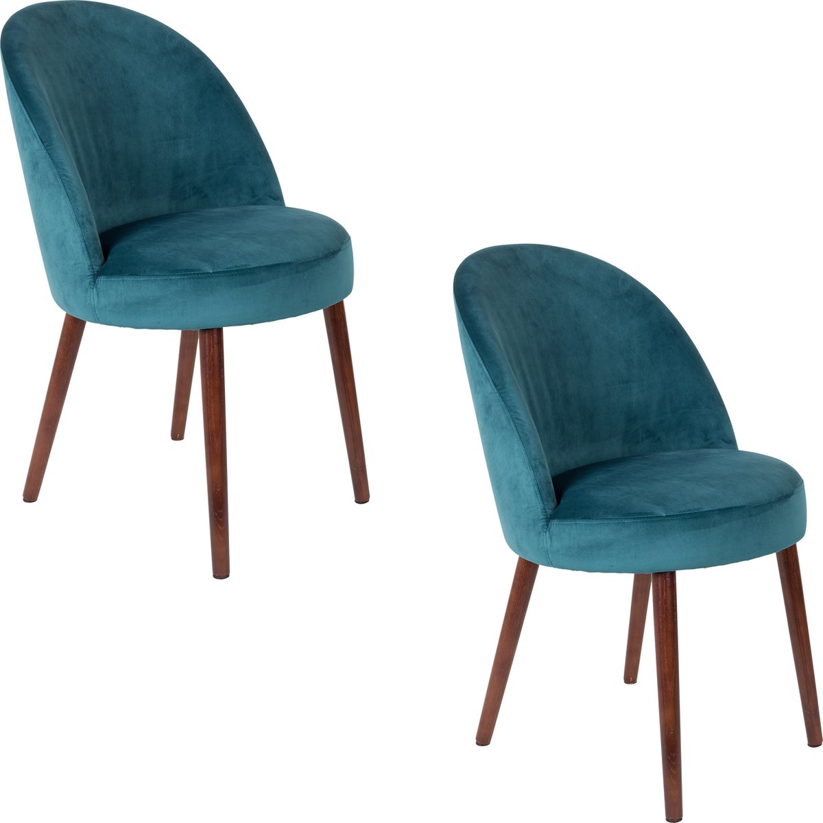 Dutchbone Barbara Eetkamerstoelen Blauw - Set van 2