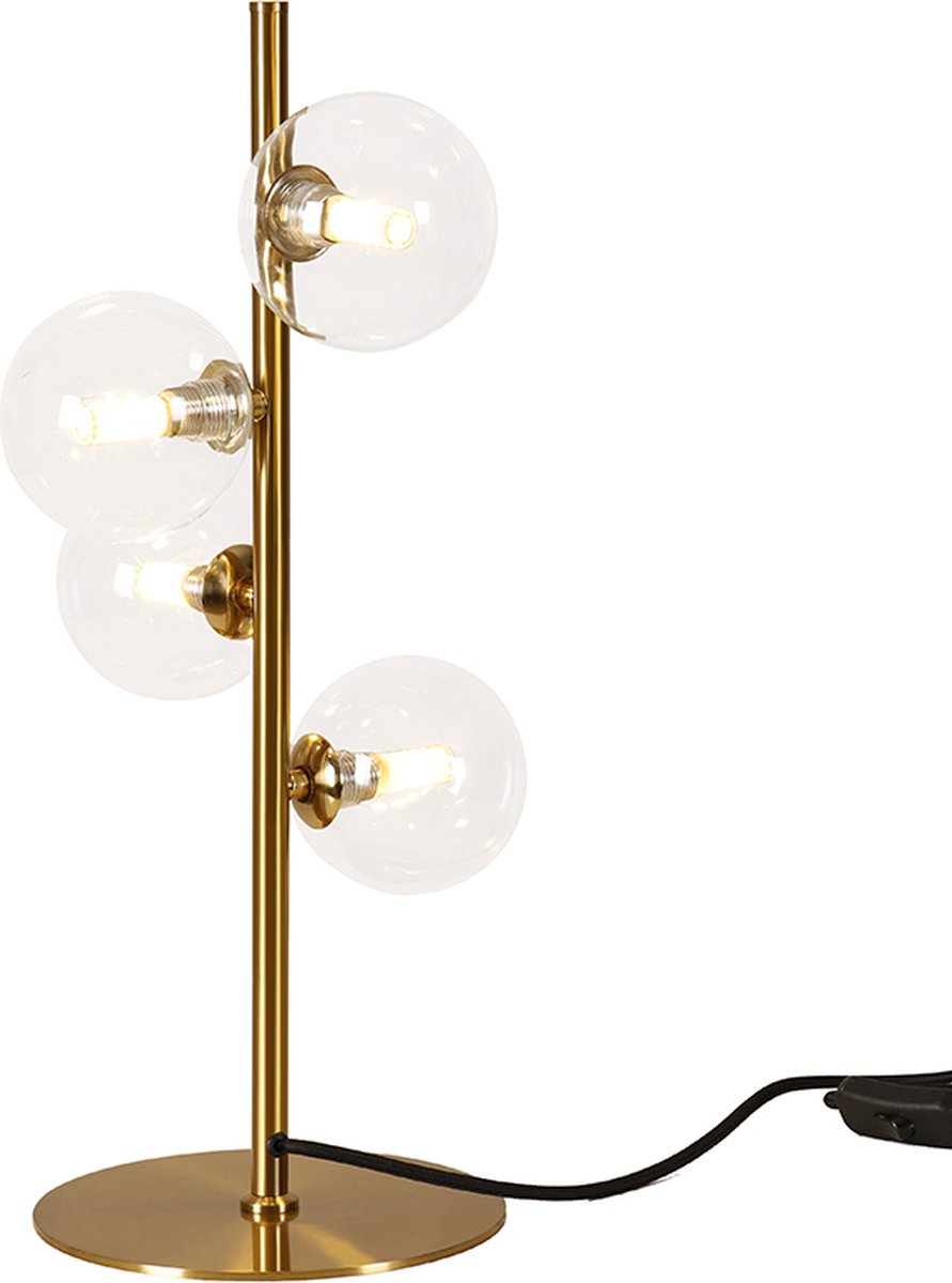 Olucia - REMO - Tafellamp - Transparant / Messing - 4L - Vorm: Rond