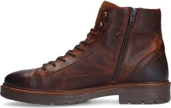 Manfield - Homme - Bottines à lacets en cuir marron - Taille 42