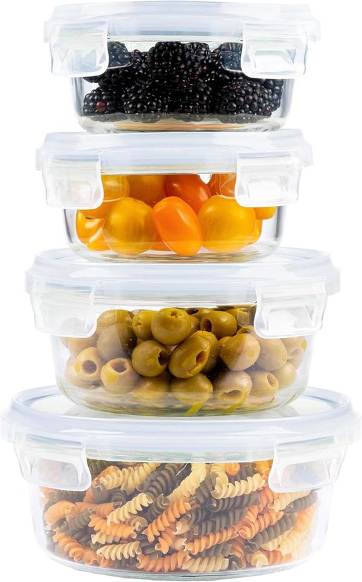 Urban Green Glazen pot met deksels (2 sets 100 oz) met metalen schep, Glazen voedselopslagcontainers met deksels, Luchtdichte glazen canisters sets, Glazen pot met deksels