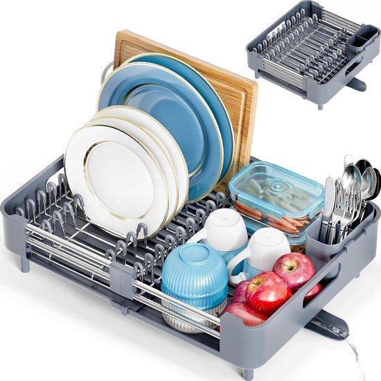 Dish Rack Avilia Afdruiprek Voor In De Gootsteen – Metaal, Wit, Compact – Handig Voor Servies En Glazen Droogrek Voor Servies