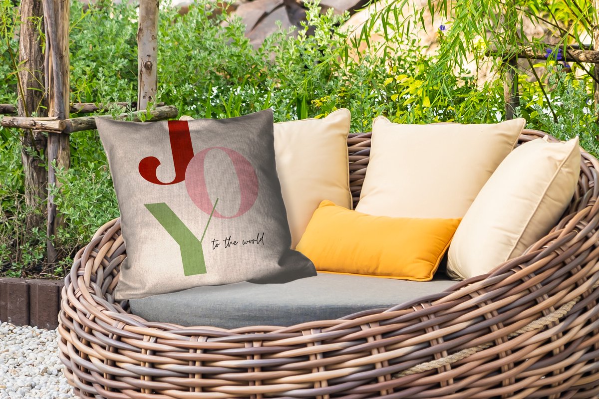 Buitenkussen Weerbestendig - Quotes - Joy - Kerst - Feestdagen - 50x50 cm