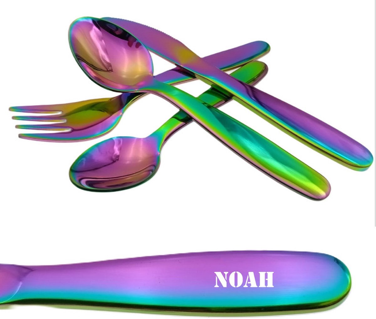 Goedkoopste Kinderbestek Met Stoere Naam Gravering - Noah - Olie