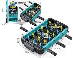 Playos® - Mini Tafelvoetbal 2.0 - Turquoise / Zwart - 50 cm - Voetbal Spel - Voetbalspel - Bordspel - Speelgoed - Jongens en Meiden - Actiespel - Arcade