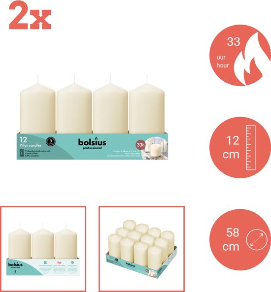 Bolsius - Stompkaars - Essentials - 80/58 - 1 Stuk - Soft Pearl - 6