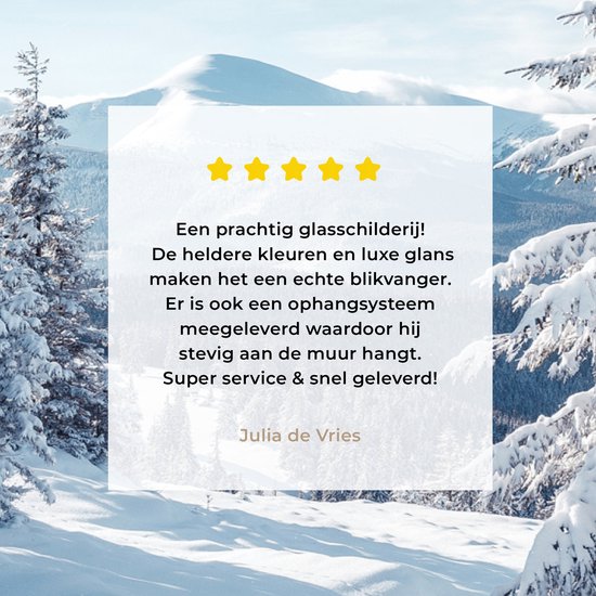 MuchoWow® Peinture sur verre 160x120 cm - Peinture sur verre acrylique - Paysage d'hiver - Nature - Berg - Arbres - Neige - Photo sur verre - Décoration murale salon - Décoration murale chambre - Peintures